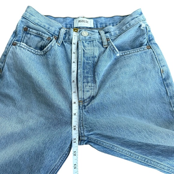 Agolde Riley High Rise Straight Crop Jeans in Curio Light Wash Raw Hem Denim 25 - Picture 7 of 11
